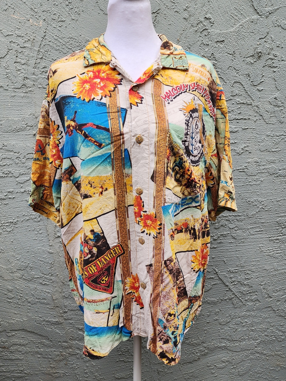 Jams World Jams Fast Shirt Medium Sons of Danger Malcolm Smith Baja Map Rayon M